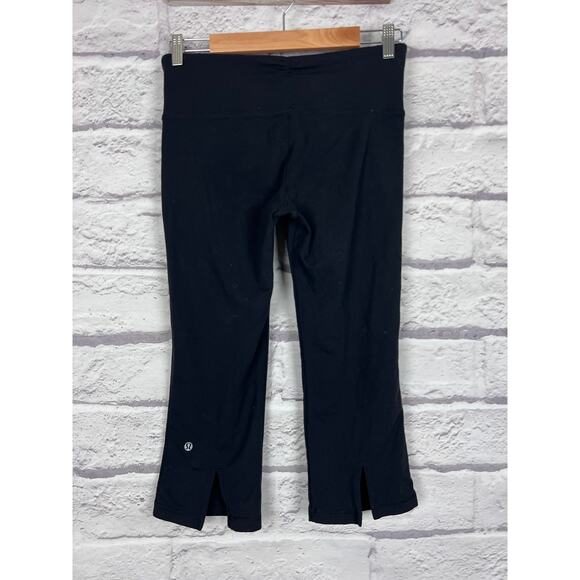 LULULEMON Women's 6 Black Gather & Crow Crop Pull On Stretch Yoga Legging Pants - Picture 5 of 10
